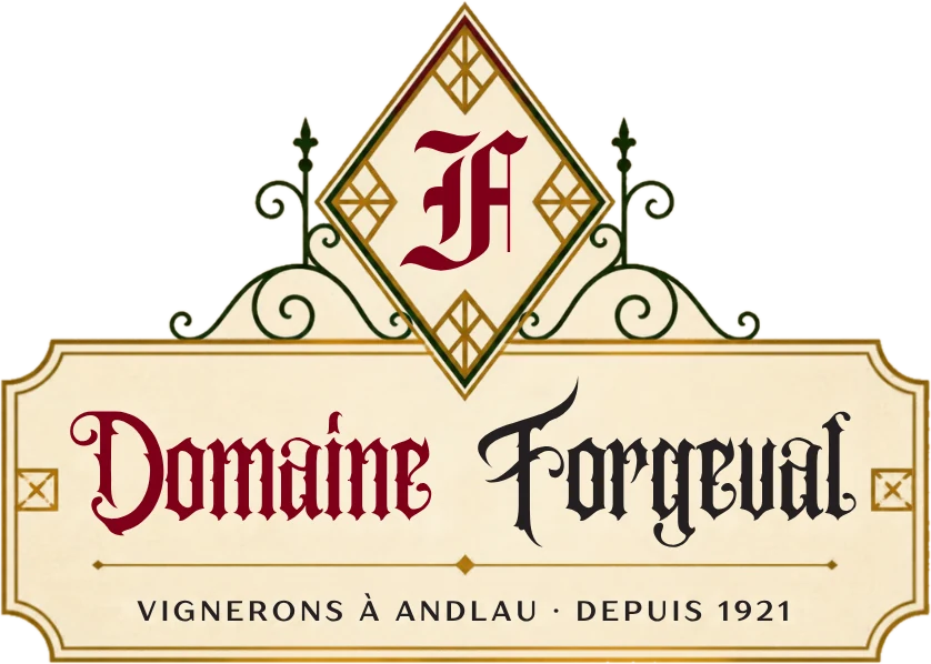 Enseigne du domaine : Domaine Forgeval, vignerons à Andlau depuis 1921